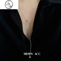 JiMi性感潮酷 | 925银银项链女 简约抽拉调节爱心吊坠中长款素银时尚