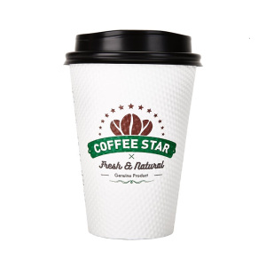 新天力(OTOR)纸杯一次性咖啡杯加厚双层防烫防漏杯子冷热饮奶茶水杯家庭用商务 380ml玉米杯 100套(配黑盖)