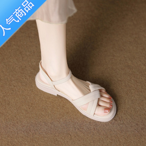 SUNTEK2023年夏季新款百搭不累脚网红超火夏天软底软面舒适平底女款凉鞋