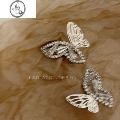 JiMi闪锆蝴蝶耳夹轻奢小众高级感精灵耳饰女气质简约百搭耳骨夹无耳洞