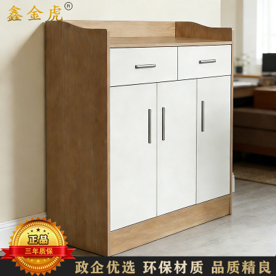 鑫金虎 简约现代餐边柜厨房储物柜北欧风碗柜家用茶水柜 浅胡桃白90cm