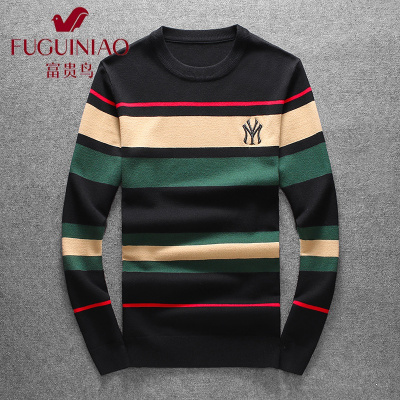 富贵鸟（FUGUINIAO）秋冬季半高领羊毛衫男加厚商务休闲男士毛衣冬装打底针织衫