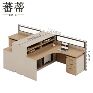 蕃蒂屏风办公桌1.4m-2人位(含柜)套