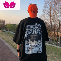 七斓短袖男潮牌日系印花t恤夏季男生半袖ins潮流嘻哈宽松体恤原宿港风