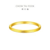 周大福简约时尚足金黄金戒指女(工费:80计价)F221474