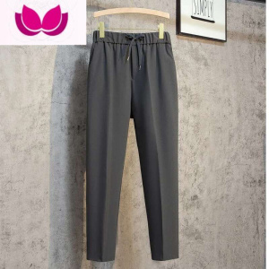 七斓休闲松紧腰裤子男西服高级感裤ins西裤男九分裤男矮个子