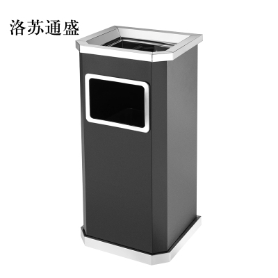 洛苏通盛不锈钢垃圾桶烟蒂柱灭烟桶带烟灰缸室外电梯口立式黑色靠墙氏侧开口