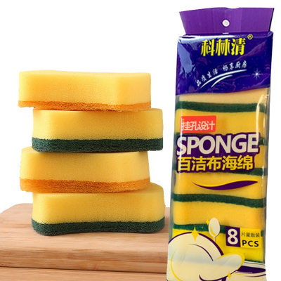 腰形百洁布4片外贸同款高密加厚海绵吸水强起泡快厨房奇妙洁净抹布刷锅洗碗巾钢丝球锅刷科林清