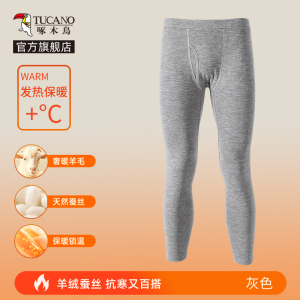 啄木鸟桑蚕丝打底衫男秋冬季2025新款圆领内搭长袖男士保暖内衣Y