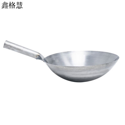 鑫格慧 商用老式单柄圆底熟铁炒菜锅大铁锅 38cm 个