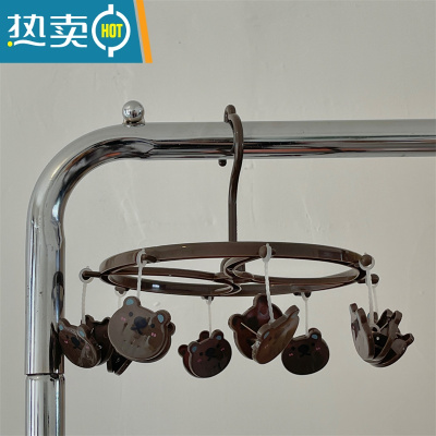 敬平ins风卡通小熊可爱内衣袜子晾衣夹多功能学生儿童晾衣架寝室家用 咖色小熊 1个