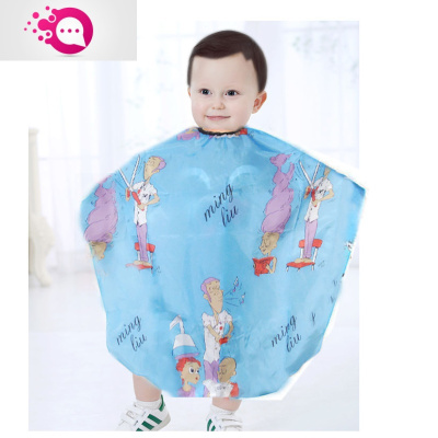敬平女宝宝儿童理发围布男女孩家用美发剪发衣卡通婴幼儿围兜柔软围裙蓝三毛送海绵夹子梳子