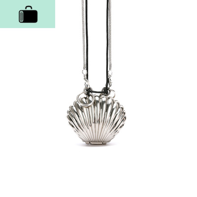 个性铁艺贝壳小包包洋气单肩包女2020夏新款潮百搭口红包高级感包NEW LAKE 金属银色贝壳女斜挎包