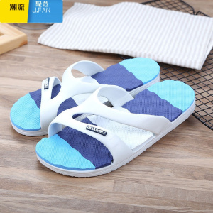 聚范韩版男士夏一字拖鞋情侣沙滩耐磨软底鞋时尚室内外防滑居家凉拖潮