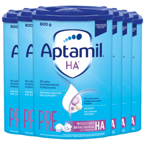 [6罐装]Aptamil德国原装进口爱他美HA适度水解pre段0-6个月婴幼儿配方奶粉800g