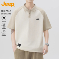 Jeep吉普短袖polo衫男士休闲上衣2025夏季薄款潮牌拼接撞色t恤男