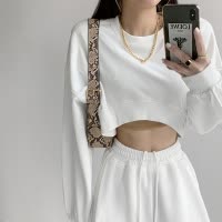 短款卫衣女秋季韩国纯色新款宽松圆领女士长袖上衣女装潮