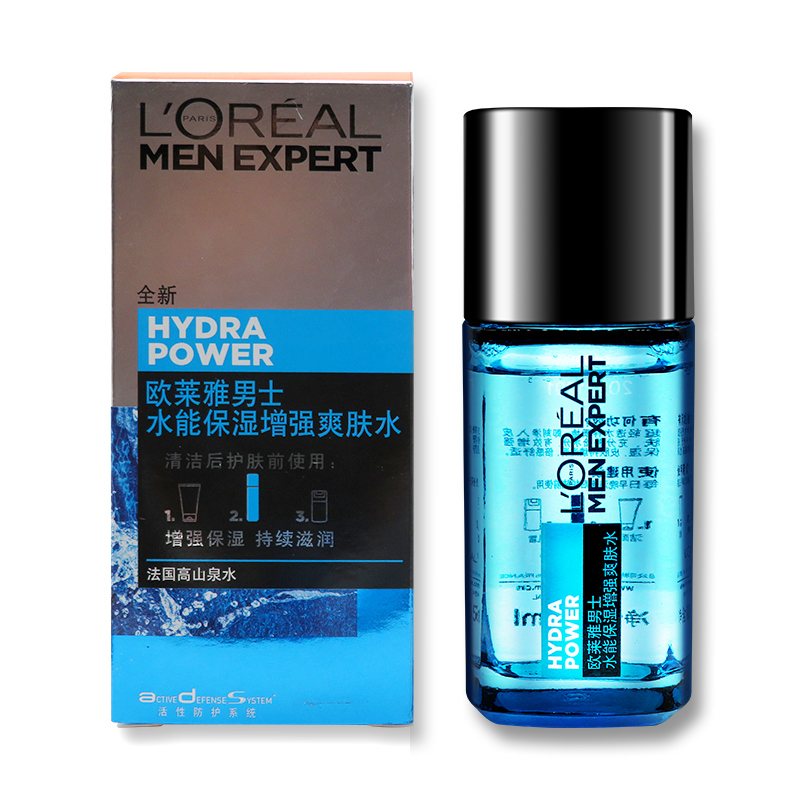 欧莱雅男士水能保湿增强爽肤水65ml 清爽保湿锁水滋润男士