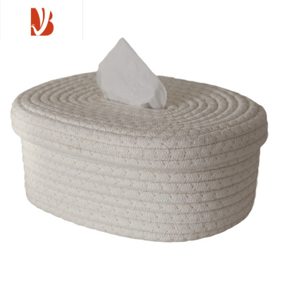 三维工匠创意北欧风纸巾盒抽纸盒简约日式长方形家用客厅餐桌餐巾纸收纳盒 乳白色 棉线纸巾盒