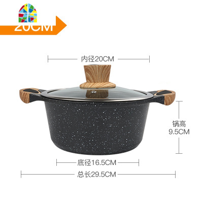 韩国汤锅双耳炖锅家用火锅锅泡面锅铝锅不粘锅燃气电磁炉用 FENGHOU 28cm深汤锅+蒸笼+玻璃盖