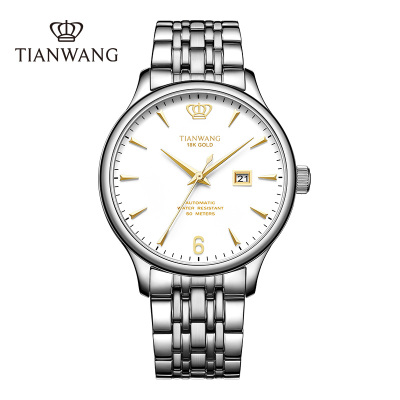 天王金标送福18K金logo尊享版男表商务休闲男士手表钢带机械表送男友礼5845