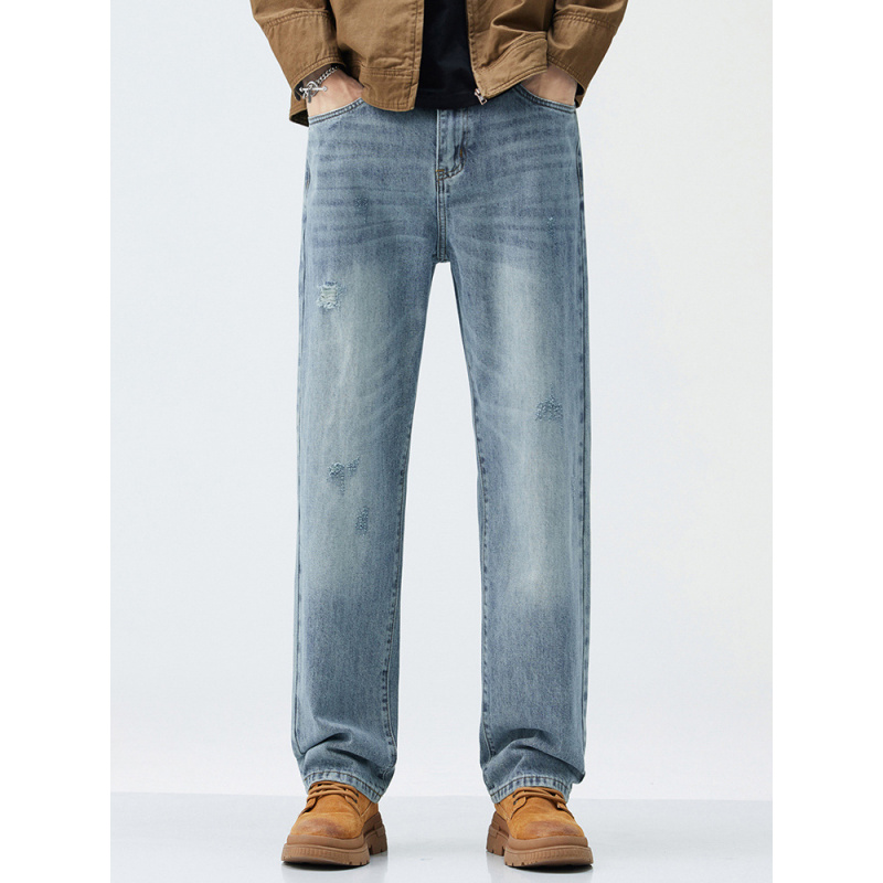 男士牛仔裤秋季新款宽松直筒裤男美式潮牌春秋休闲长裤