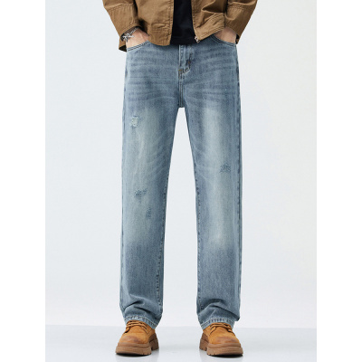 男士牛仔裤秋季新款宽松直筒裤男美式潮牌春秋休闲长裤