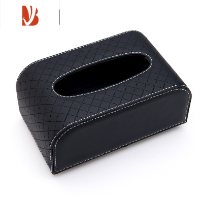 三维工匠车载纸巾盒大容量车用扶手箱绑带汽车内饰品座式创意餐巾抽纸盒套 黑色[送防滑垫]