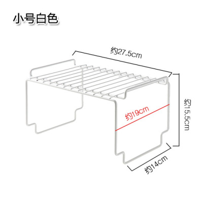 可伸缩铁艺厨房分层置物架橱柜碗碟架厨具沥水收纳架家用隔层架子 敬平 可叠加白色小号置物架