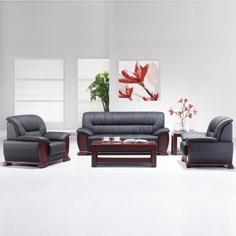 绵冠(MIANGUAN) 办公沙发会客沙发时尚简约商务沙发组合1+1+3 +大茶几+小茶几