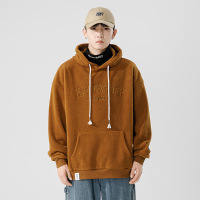 奥粒绒连帽卫衣男秋冬潮牌绣花落肩宽松保暖加厚摇粒抓绒外穿外套_1