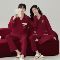 情侣睡衣春秋冬季棉质本命年喜庆结婚红色一男士一女士家居服套装