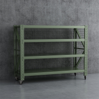 臻远ZYJJ-HJ-082可移动货架库房置物架带轮重型货架四层后背带网2000*700*1600mm/300kg