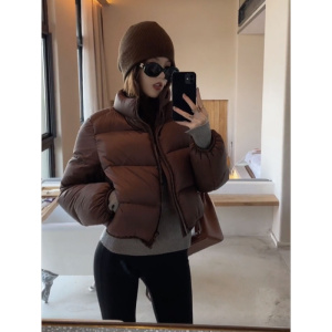 年新款咖色棉衣女冬短款韩版宽松小个子棉服高级感面包服外套