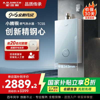 史密斯佳尼特[小精钢TCS5]16升精钢燃气热水器 国家补贴 JSQ31-TCS5 安全守护 持久恒温大水量 新品