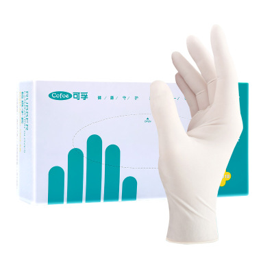 （S码）可孚医用一次性手套橡胶乳胶手术用加厚检查胶手套100只医疗食品