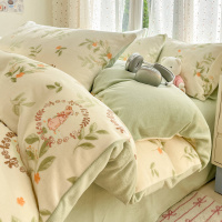 牛奶绒床上四件套冬季加厚新款珊瑚绒加绒宿舍床单被罩三件套_404