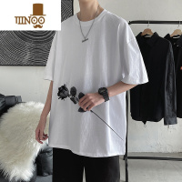 YANXU短袖t恤男夏季新款ins潮流港风宽松休闲纯色百搭打底衫帅气体恤衫