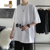 YANXU短袖t恤男夏季新款ins潮流港风宽松休闲纯色百搭打底衫帅气体恤衫