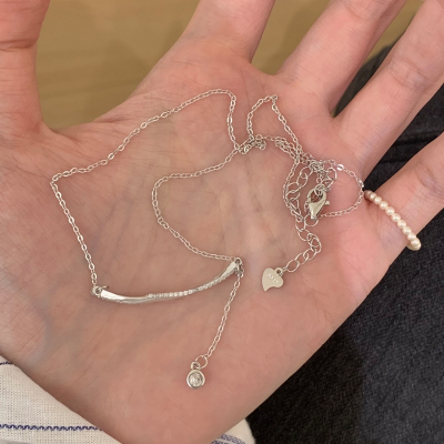 纯银微笑锆石流苏项链女款2025新款轻奢小众高级感锁骨链颈链送女朋友老婆情人节七夕生日礼物