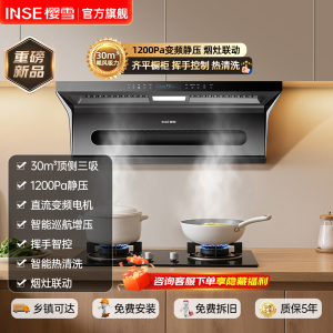樱雪(INSE)ZK2589变频顶侧双吸抽油烟机 家用30m³风量大吸力1200Pa静压 烟灶联动一键热清洗挥手感应