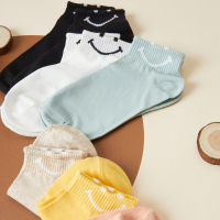 [1件5折价:55]美特斯邦威夏新款袜子女笑脸提花六双装短袜女袜子
