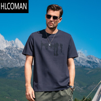 HLCOMAN220G美式个性涂鸦印花短袖T恤男2025夏季落肩宽松体恤