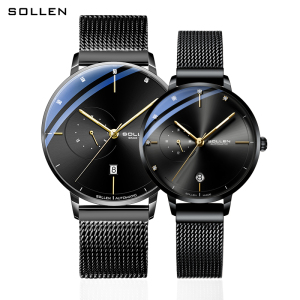 梭伦(SOLLEN)手表男女ins风简约时尚商务镂空一对情侣表自动机械表潮流男士手表SL522