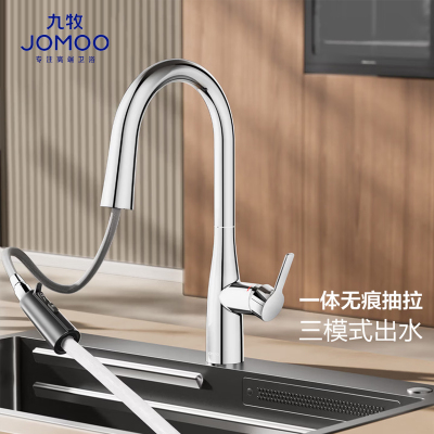 九牧(JOMOO)厨房水龙头三功能出水隐藏抽拉360°旋转冷热双控洗菜盆水槽龙头33220-779/1B-Z
