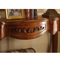 美式玄关桌 展示厅柜半圆玄关柜 仿古沙发背几 欧式实木玄关台