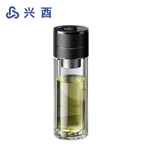 兴酉 一键开盖玻璃水杯 400ML 个