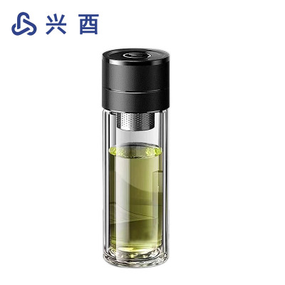 兴酉 一键开盖玻璃水杯 400ML 个