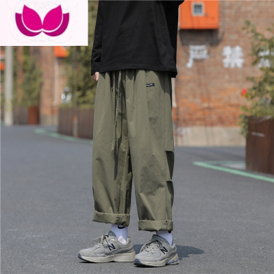 七斓日系直筒宽松休闲裤男cityboy工装裤子纯色百搭阔腿长裤