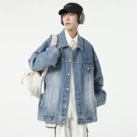 |春季新款怀旧复古牛仔外套男士宽松外穿情侣夹克牛仔衣
